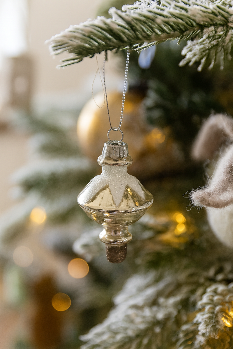 Antique Glitter Ornaments | Set of 6