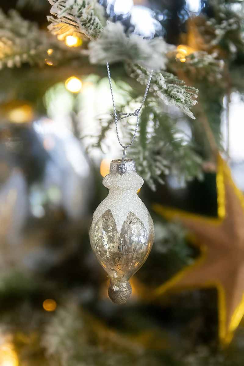 Antique Glitter Ornaments | Set of 6