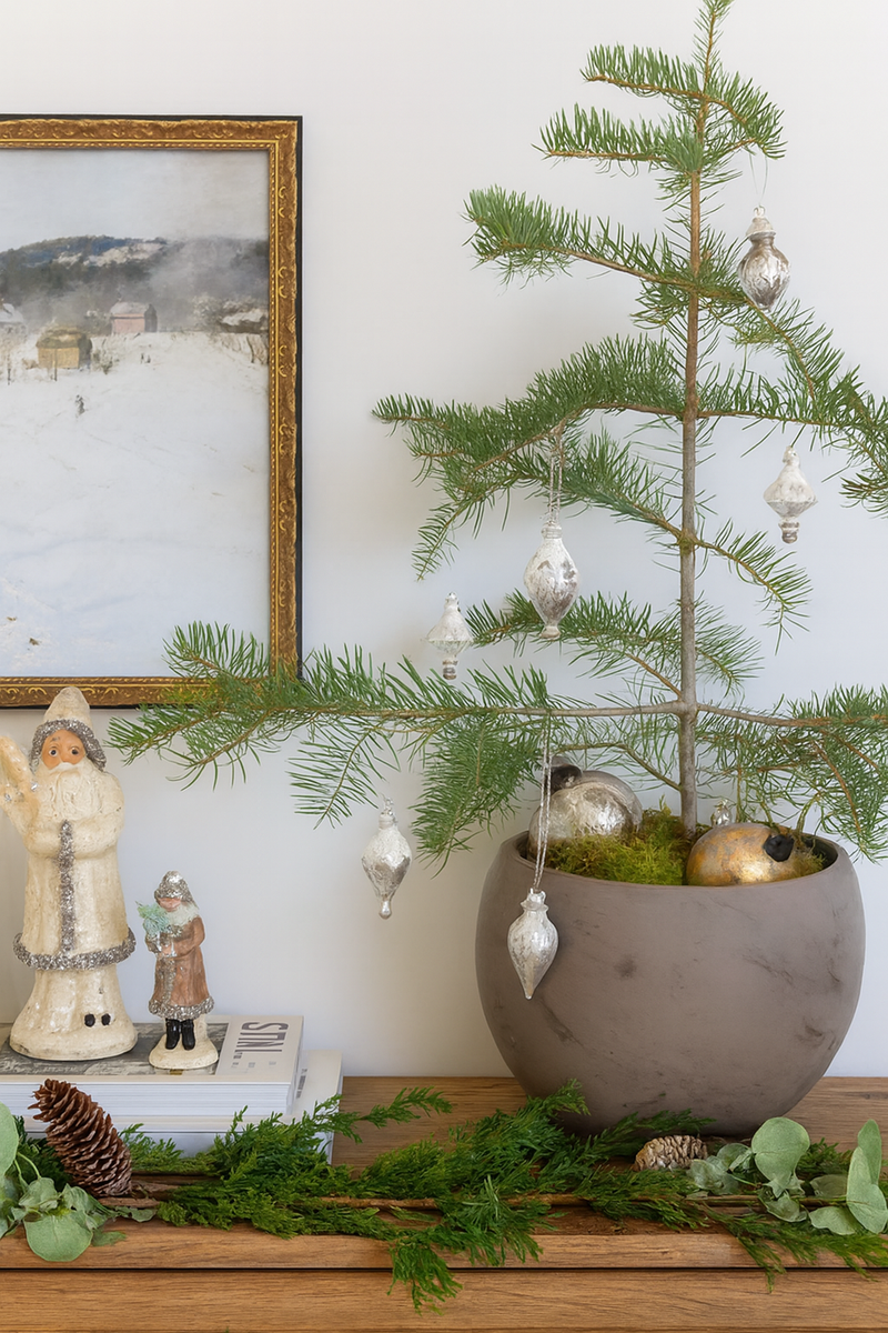 Antique Glitter Ornaments | Set of 6