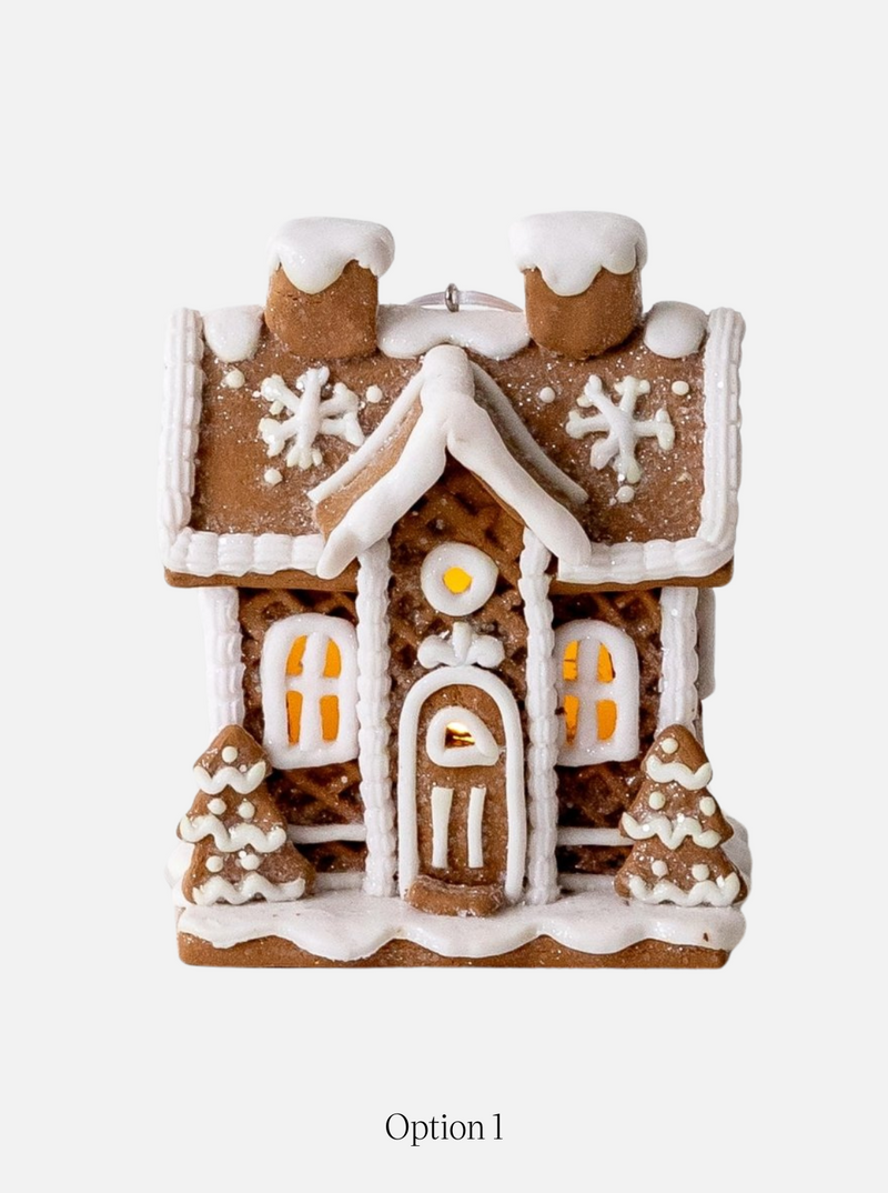 Lighted Gingerbread House Ornaments
