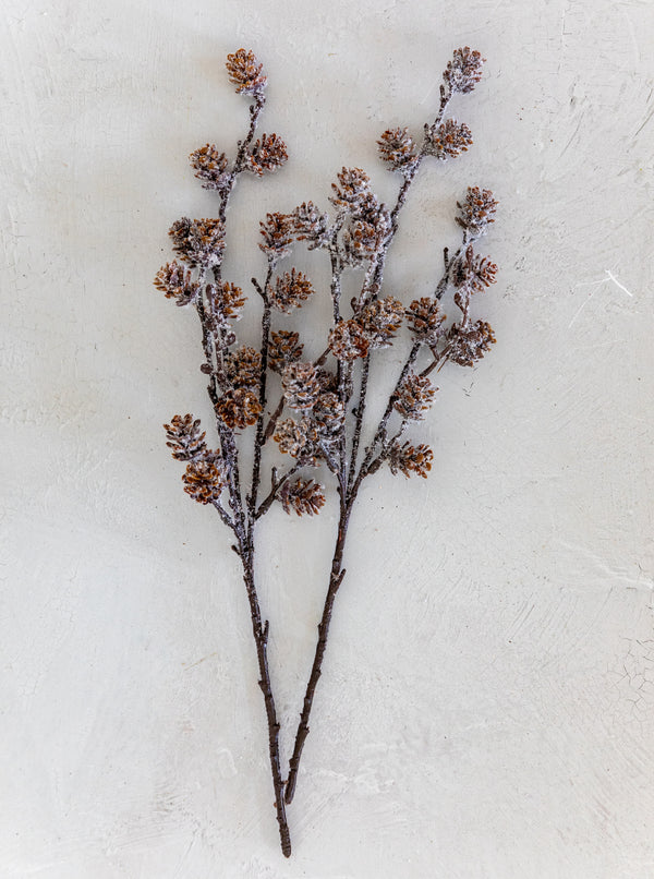 Faux Frosted Pinecone Stem