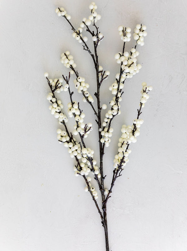 Faux White Berry Branch