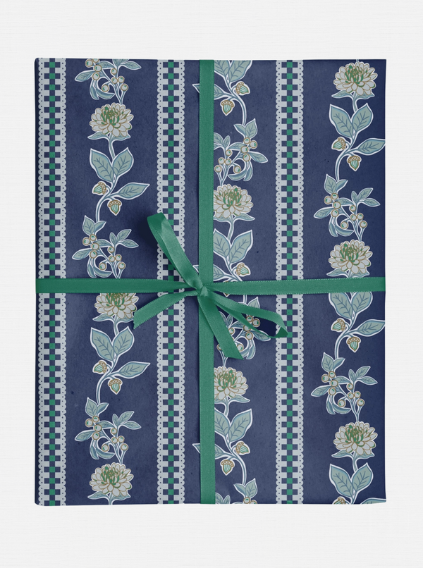 Picture of Floral Gingham Stripe Wrapping Paper