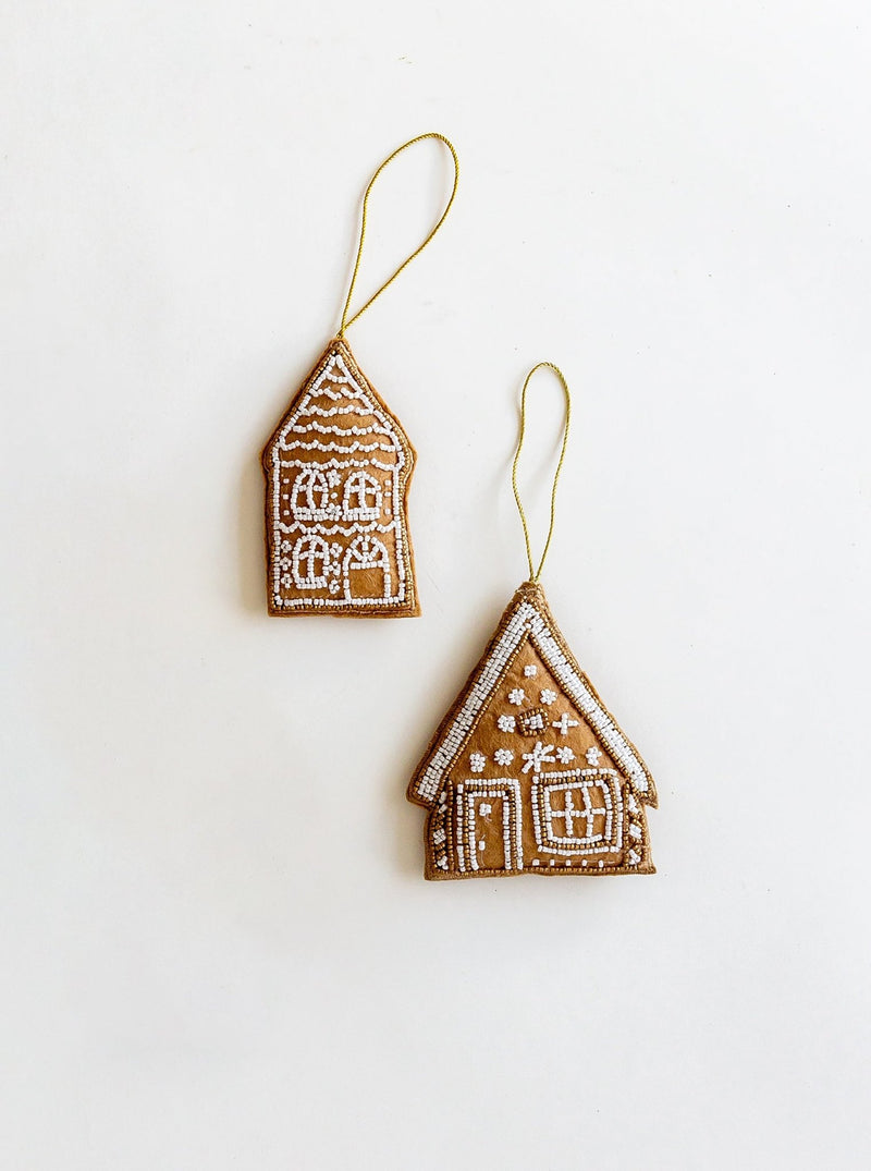 Beaded Gingerbread House Ornament - HJHOL0249 - SET