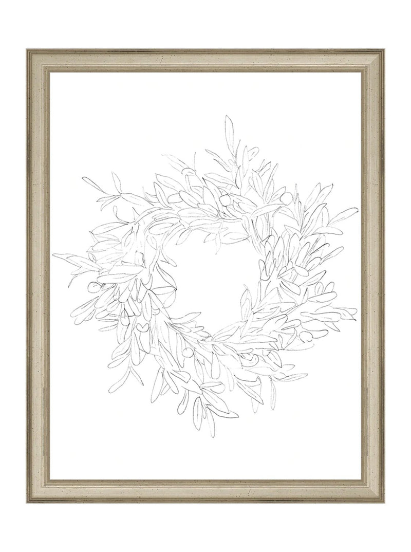 Olive Wreath Sketch - HJART0075 - SIL - 11x14