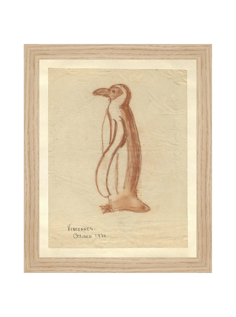 Penguin Sketch - HJART0184 - OAK - 8x10