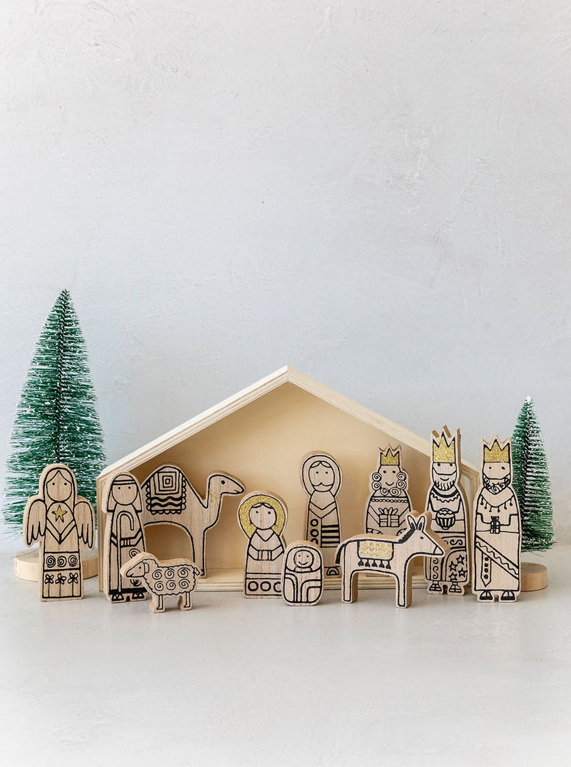 Wood Nativity | Set of 12 - HJDCR0162 - OS